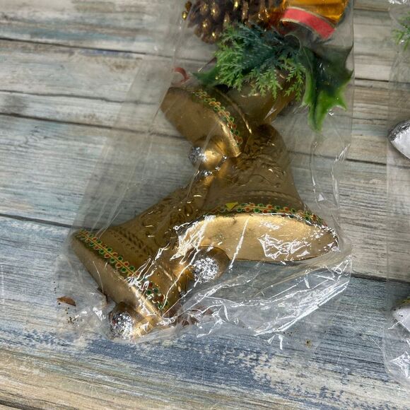 Vintage‎ Christmas Decorations Bells Ornament Country Silk MISCO Silver Gold - Picture 2 of 9